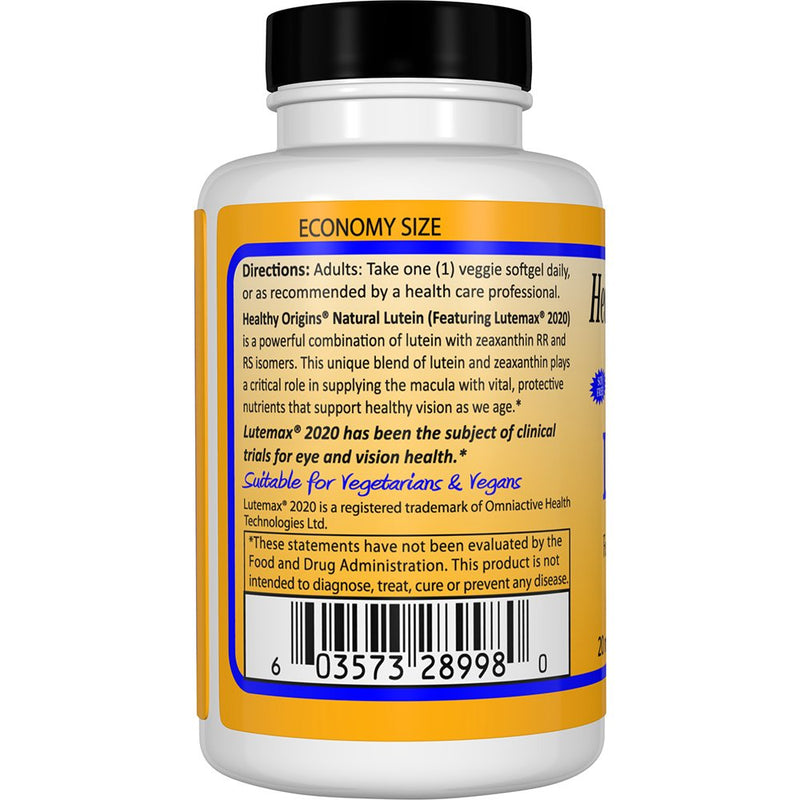 Healthy Origins Lutein Natural 20 mg 180 Veg Softgels