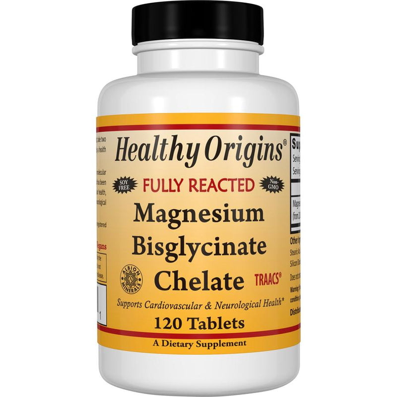 Healthy Origins Fully Reacted Magnesium Bisglycinate Chelate 120 Tablets