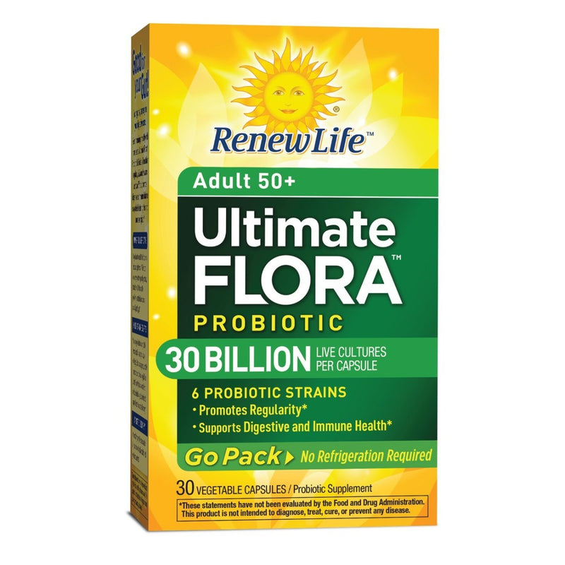 Renew Life Ultimate Flora Adult 50+ Probiotic Go Pack 30 Billion 30 Veg Capsules