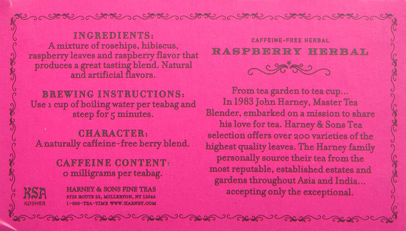 Harney & Sons Raspberry Herbal 50 Tea Bags