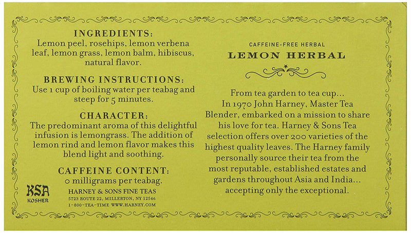 Harney & Sons Lemon Herbal 50 Tea Bags