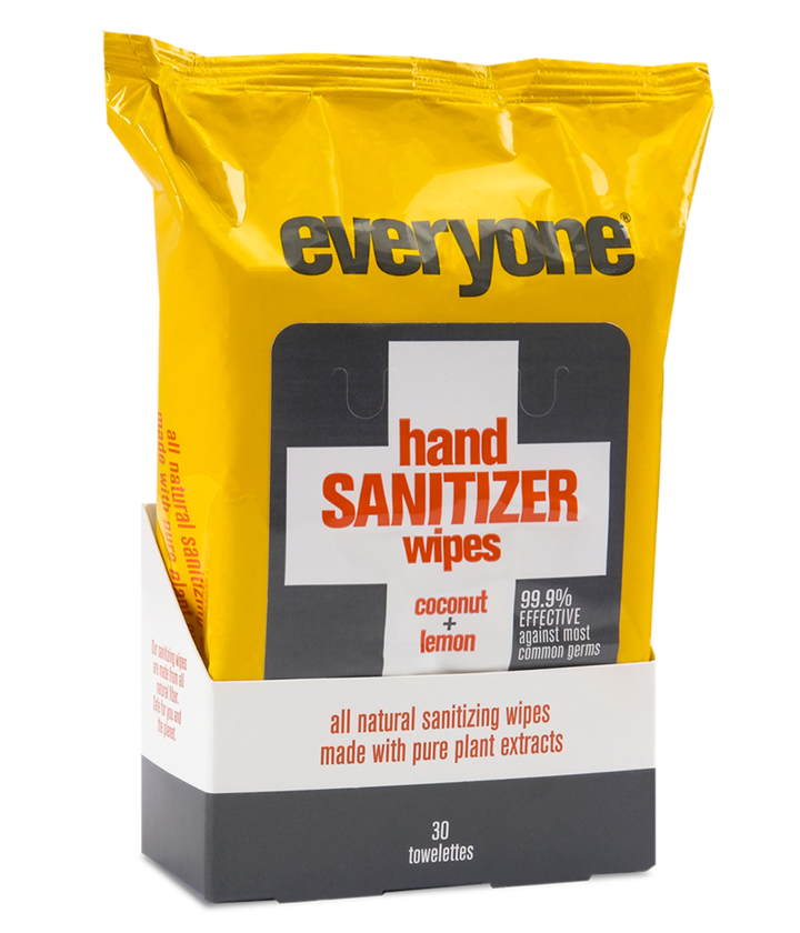 EO Products Everyone Hand Sanitizer Wipes Coconut + Lemon 30 Towelettes