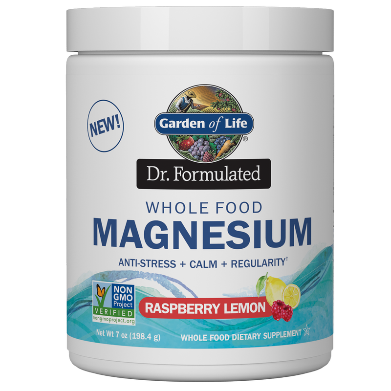 Garden of Life Dr. Formulated Whole Food Magnesium Powder Raspberry Lemon 7 oz