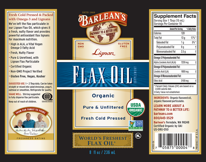 Barlean's 100% Organic Flax Oil 16 fl oz
