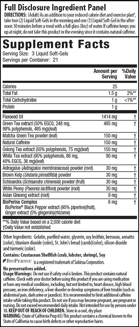 Irwin Naturals Oolong & Matcha Calorie Burner 63 Liquid Softgels