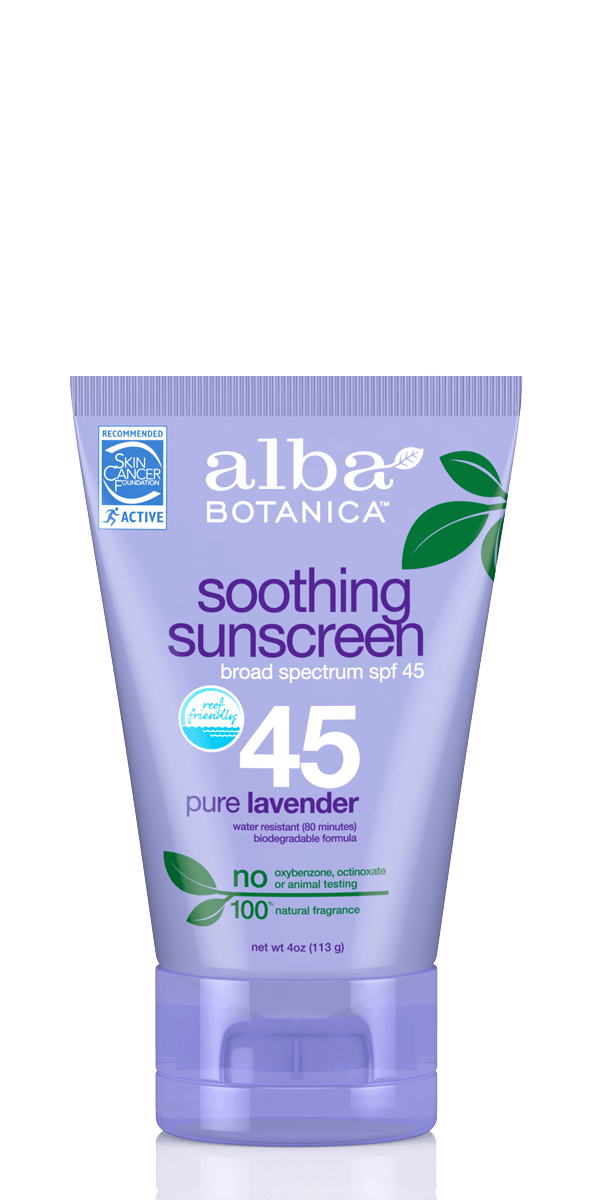 Alba Botanica Natural Very Emollient Sunscreen Pure Lavender SPF 45 4 oz