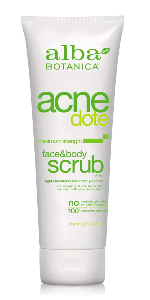 Alba Botanica Acne Dote Face & Body Scrub Oil-Free 8 oz