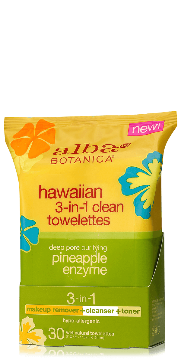 Alba Botanica Hawaiian Skin Care Pineapple Enzyme 3-in-1 Towelettes 30 Count