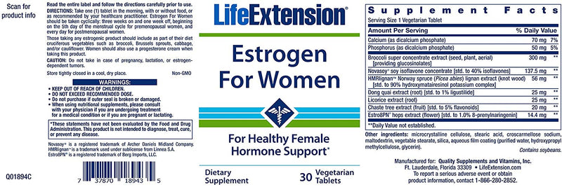 Life Extension Estrogen for Women 30 Veg Tablets