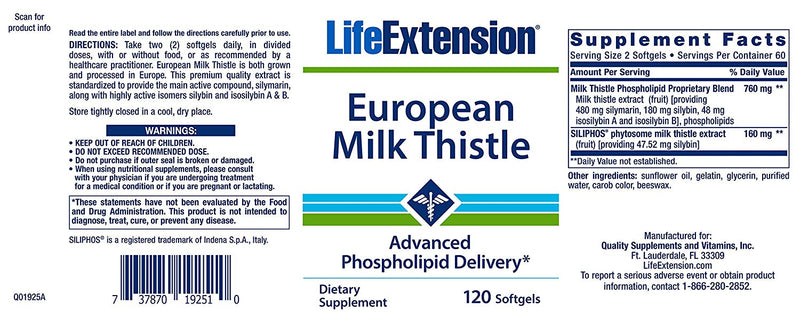European Milk Thistle 120 Softgels