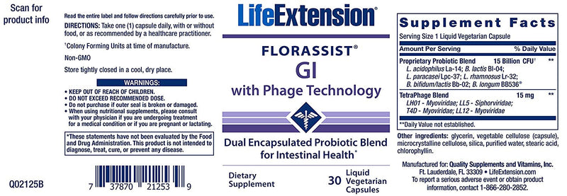 Life Extension Florassist GI 30 Veg Capsules