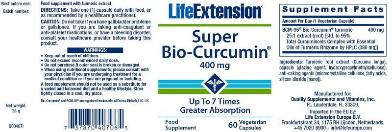 Life Extension Super BIO Curcumin 400 mg 60 Veg Capsules