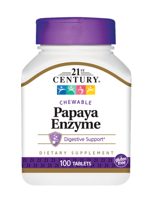 21st Century Chewable Papaya Enzyme 100 Tablets