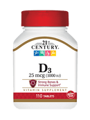 21st Century Vitamin D3 25 mcg (1,000 IU) 110 Tablets