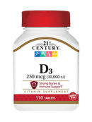 21st Century Vitamin D3 250 mcg (10,000 IU) 110 Tablets