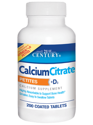 21st Century Calcium Citrate Petites +D3 200 Coated Tablets