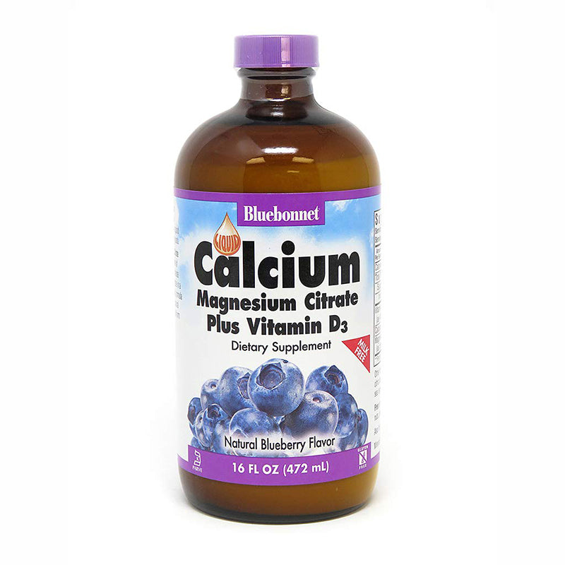 Bluebonnet Nutrition Liquid Calcium Magnesium Citrate Plus Vitamin D3 Blueberry 16 fl oz