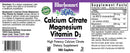Bluebonnet Nutrition Calcium Citrate Magnesium Plus Vitamin D3 180 Caplets