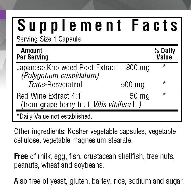 Bluebonnet Nutrition Beautiful Ally Resveratrol 500 mg 60 Veg Capsules