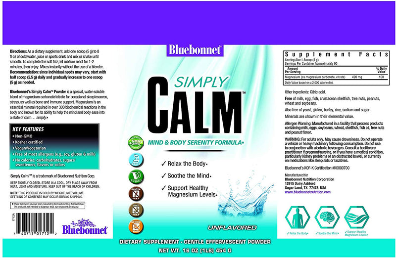 Bluebonnet Nutrition Simply Calm Unflavored 16 oz