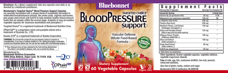 Bluebonnet Nutrition Blood Pressure Support 60 Veg Capsules