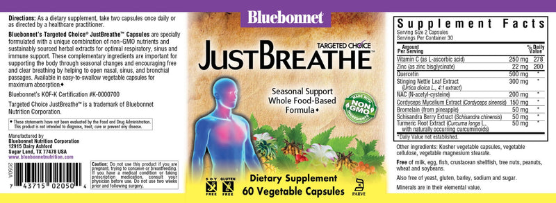 Bluebonnet Nutrition JustBreathe 60 Veg Capsules