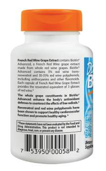 Doctor's Best French Red Wine Grape Extract with Biovin 60 mg 90 Veg Capsules