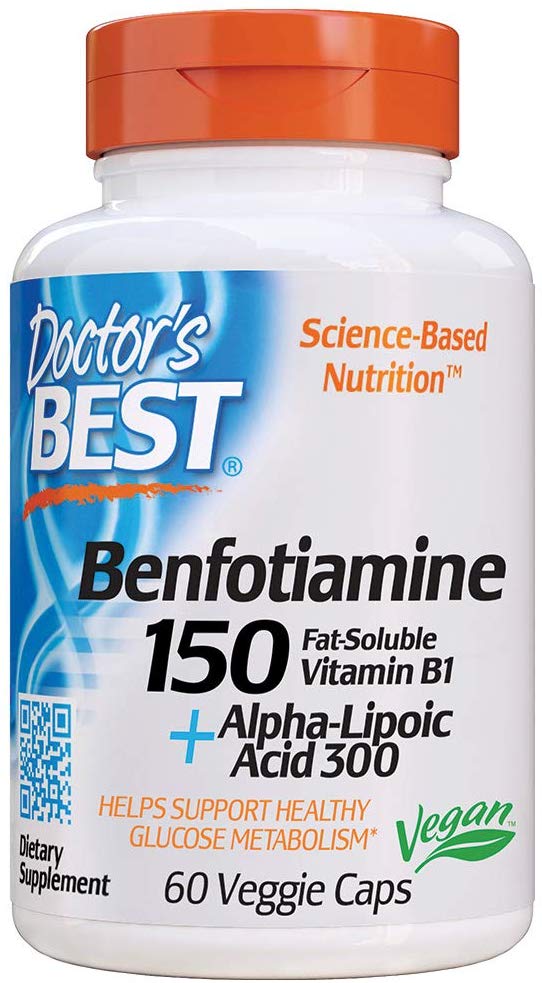 Doctor's BEST Benfotiamine 150 + Alpha-Lipoic Acid 300 60 Veg Capsules