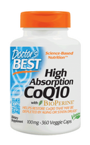 Doctor's Best High Absorption CoQ10 with BioPerine 100 mg 360 Veg Capsules