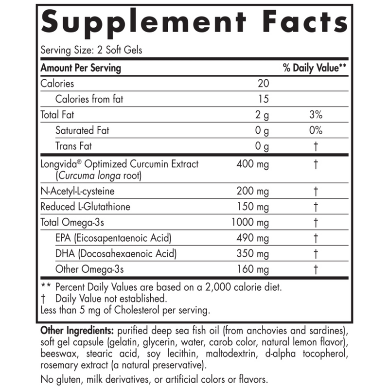 Nordic Naturals Omega Curcumin Dietary Supplement 1,000 mg 60 Softgels