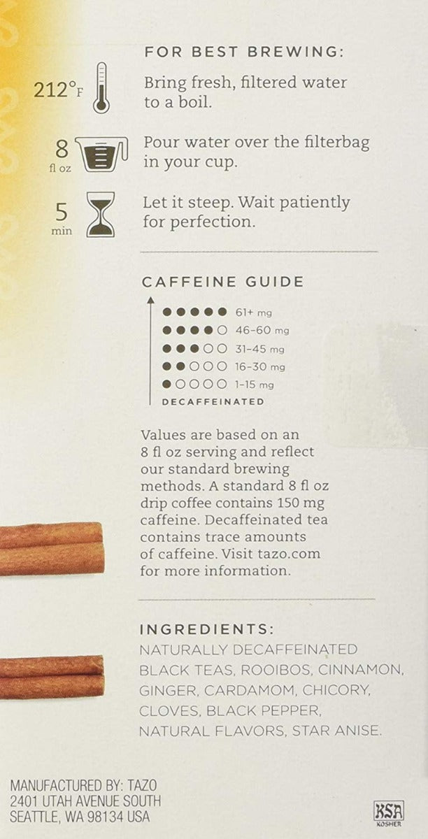 TAZO Chai Decaf 20 Filter Bags