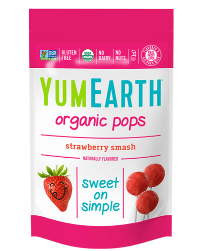 Yum Earth Organic Strawberry Lollipops Strawberry Smash 14 Pops