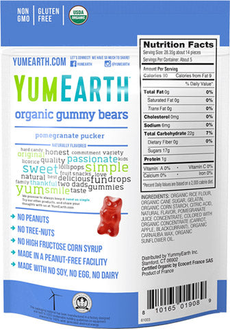 Yum Earth Gummy Bears Pomegranate Pucker 5 oz