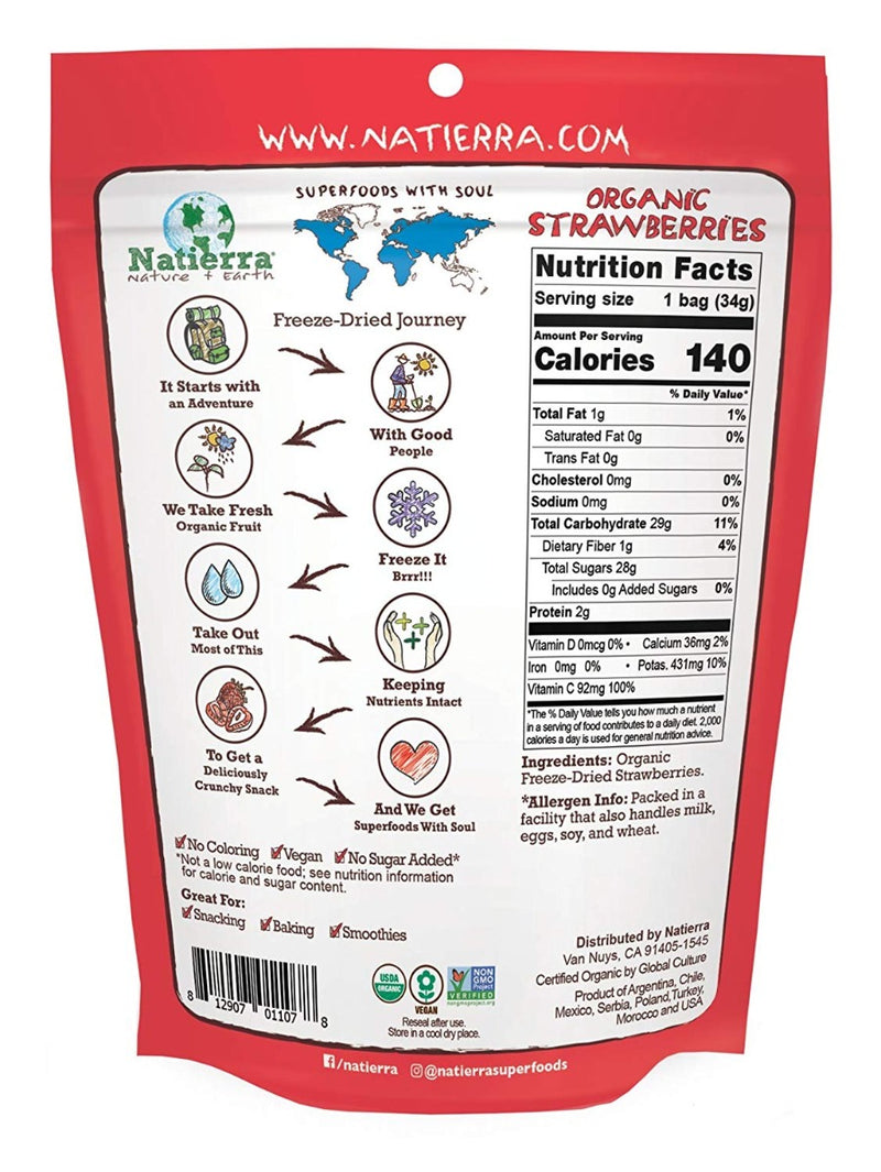 Nature's All Foods Organic Freeze-Dried Strawberry 1.2 oz