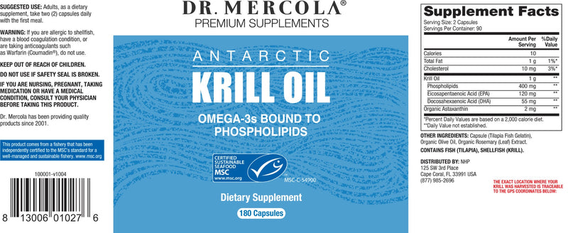 Dr. Mercola Antarctic Krill Oil 180 Capsules
