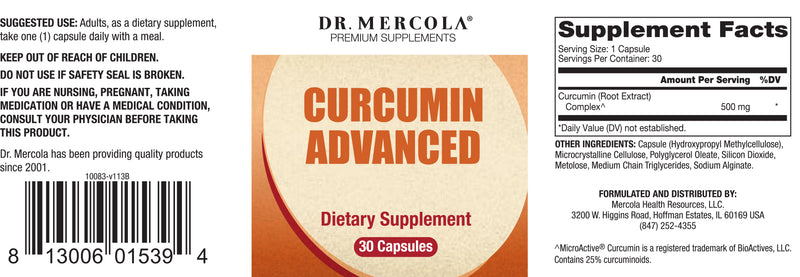 Dr. Mercola Curcumin Advanced 500 mg 30 Capsules