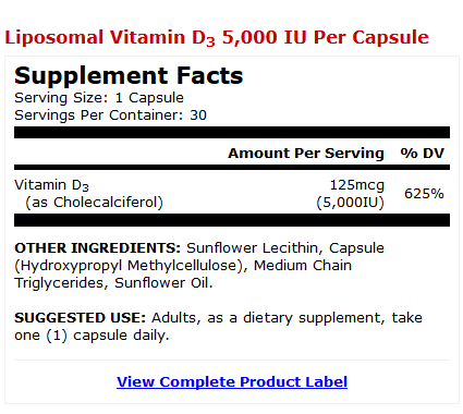 Dr. Mercola Liposomal Vitamin D3 5,000 IU 30 Capsules