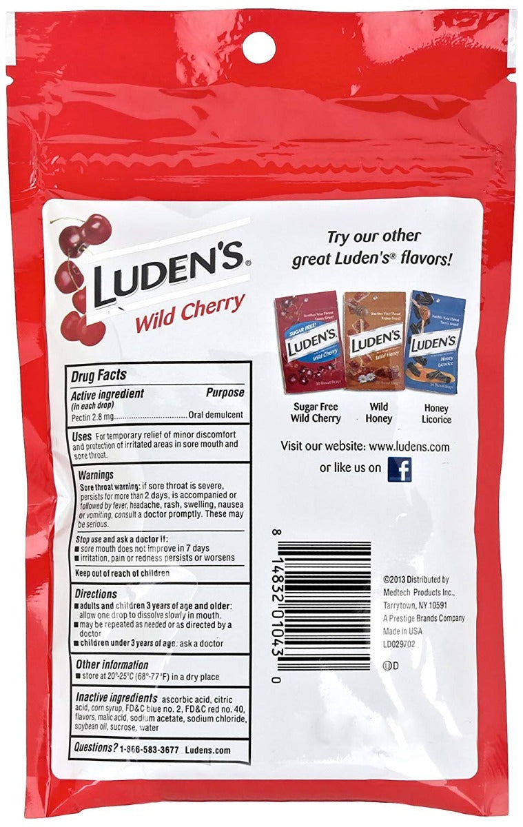 Ludens Pectin Lozenge Wild Cherry 30 Throat Drops