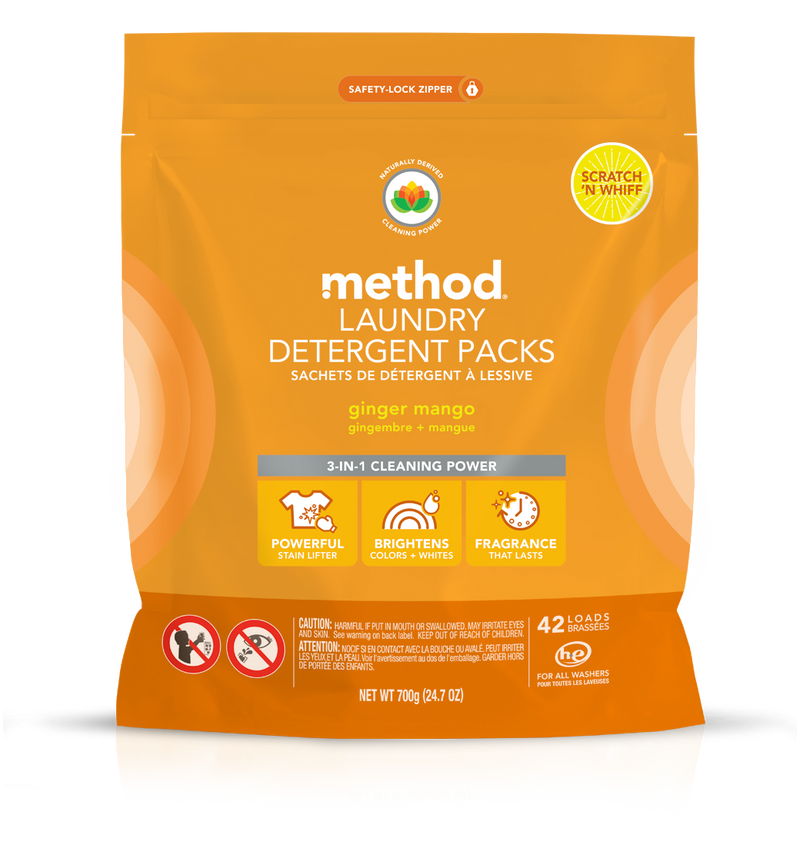 Method Laundry Detergent Packs Ginger Mango 42 Loads 24.7 oz