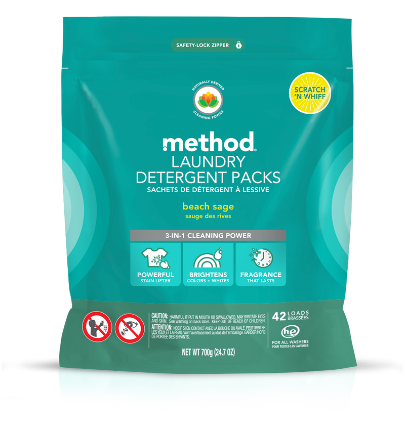 Method Laundry Detergent Packs Beach Sage 42 loads 24.7 oz