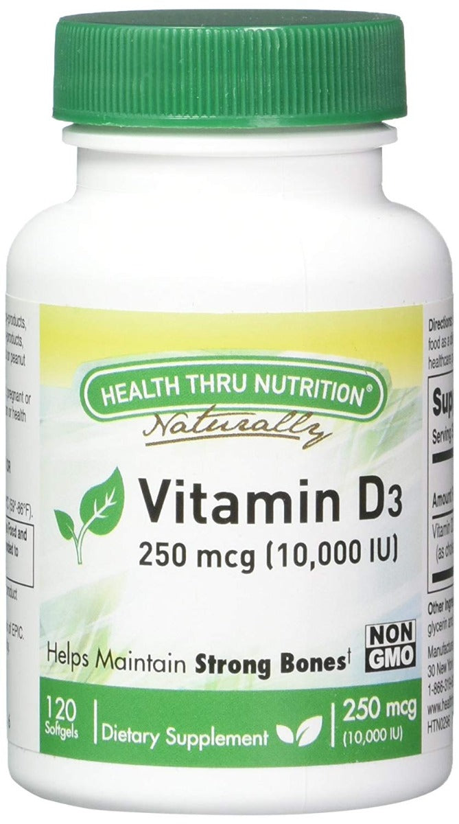 Health Thru Nutrition Vitamin D3 250 mcg 10,000 IU 120 Softgels