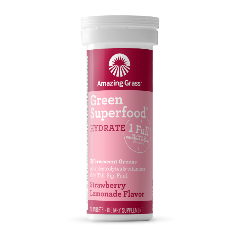 Amazing Grass Green Superfood Effervescent HYDRATE Strawberry Lemonade 10 Tablets