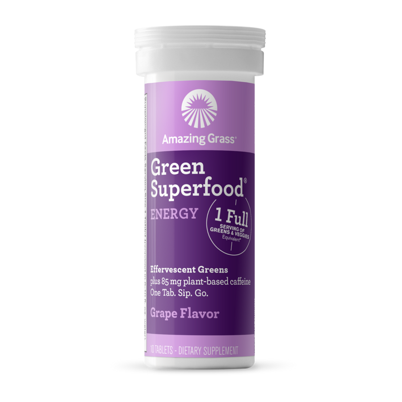 Amazing Grass Green Superfood Effervescent ENERGY Grape 10 Tablets