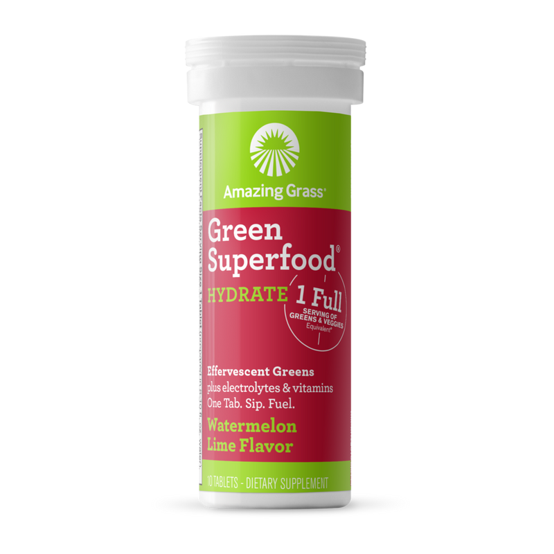 Amazing Grass Green Superfood Effervescent HYDRATE Watermelon Lime 10 Tablets