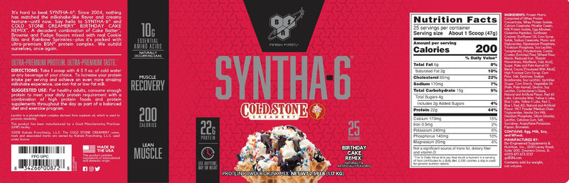 BSN Syntha-6 Cold Stone Creamery Birthday Cake Remix 2.59 lb