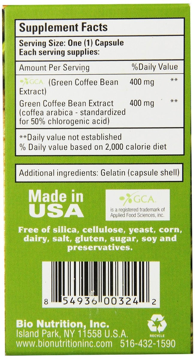 Bio Nutrition Pure Green Coffee Bean 800 mg 50 Capsules