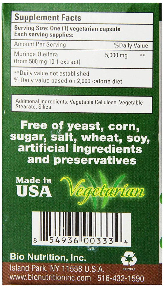 Bio Nutrition Moringa 5,000 mg Super Food 90 Veg Capsules