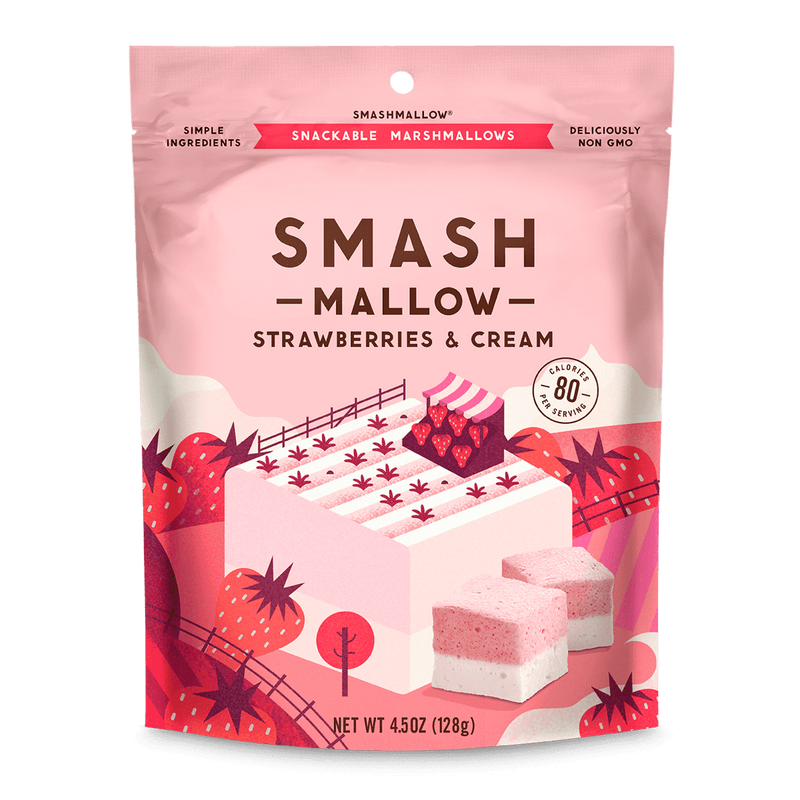 Smashmallow Snackable Marshmallows Strawberries & Cream 4.5 oz