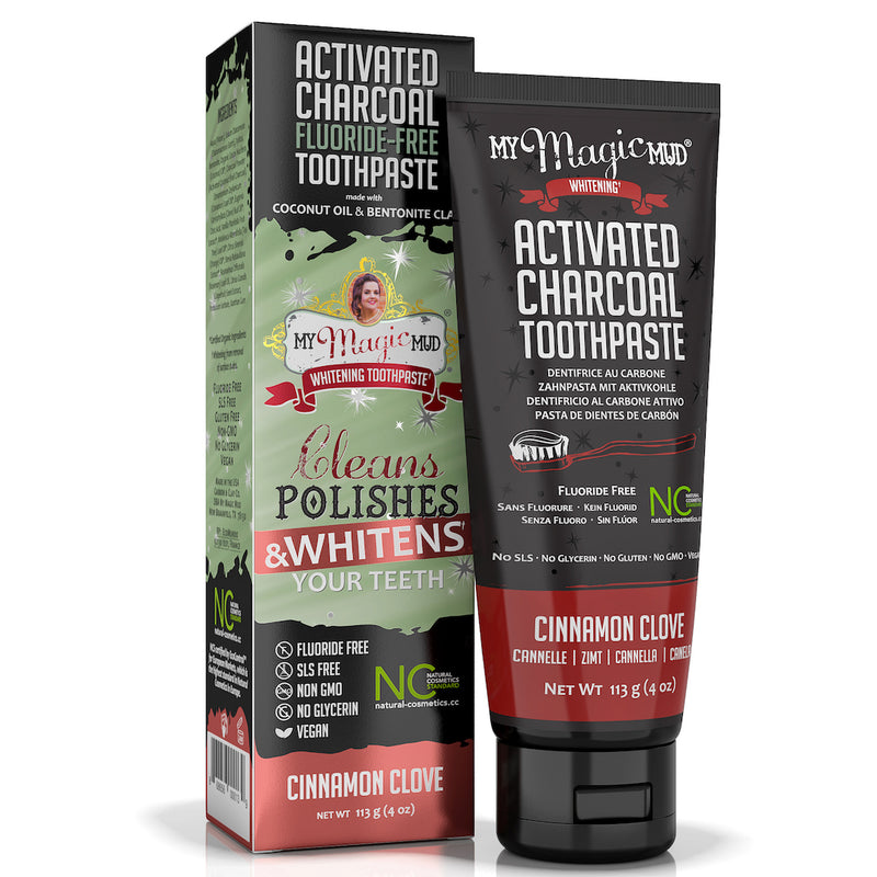 My Magic Mud Activated Charcoal Toothpaste for Whitening Cinnamon Clove   4 oz