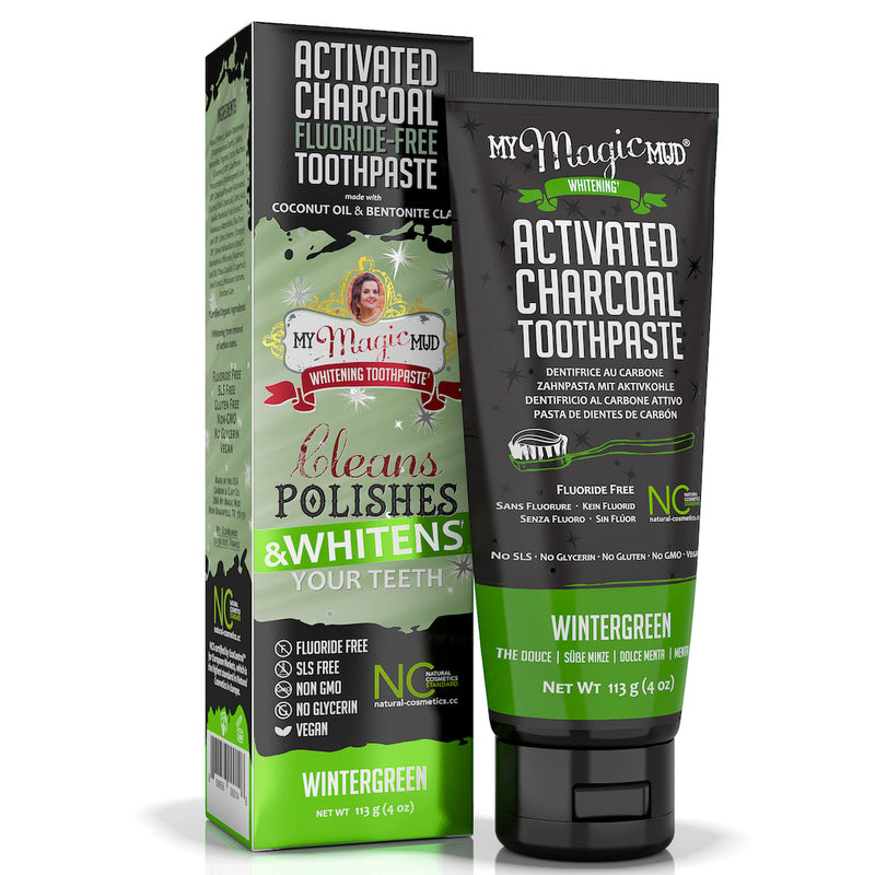 My Magic Mud Activated Charcoal Toothpaste for Whitening Wintergreen 4 oz